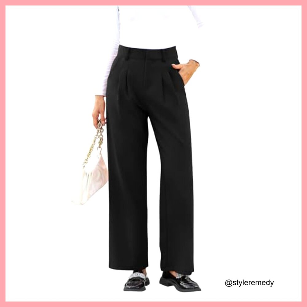High Waisted Work Pants Business Casual Office Dress Trousers with Pockets - Picture 4 of 7